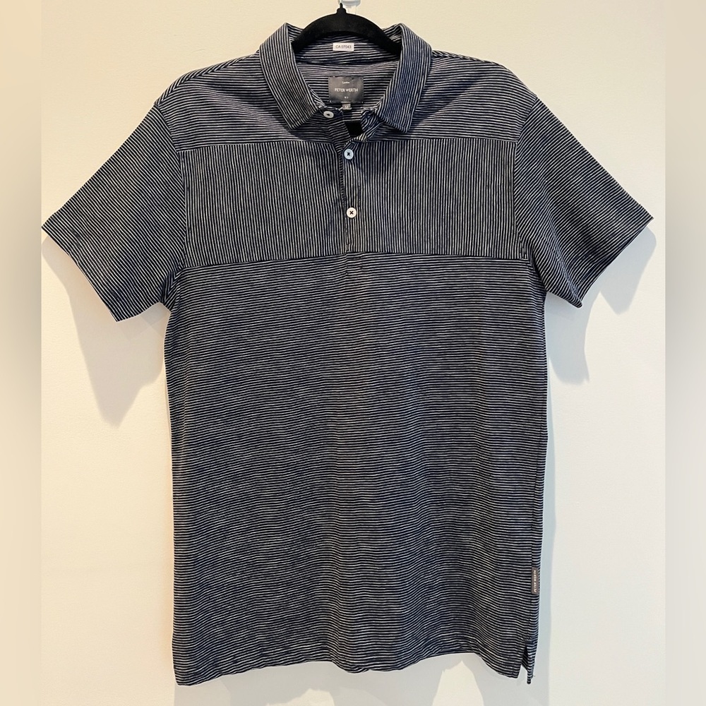 PETER WERTH  Billy Polo Shirt Short Sleeve Stripes 100% Cotton Casual Office NWT